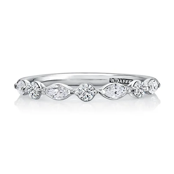 A.JAFFE Delicate Halfway Alternating Round and Marquise Diamond Wedding Band Peter & Co. Jewelers Avon Lake, OH
