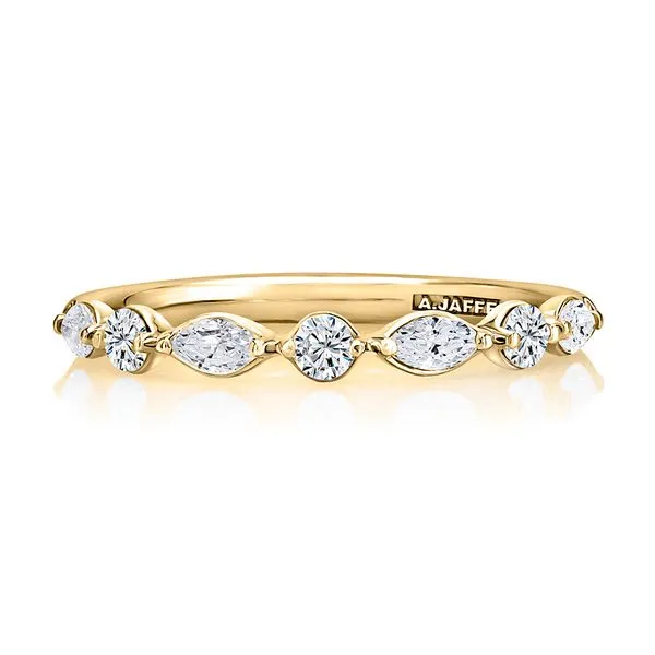 A.JAFFE Delicate Alternating Round and Marquise Diamond Wedding Band Peter & Co. Jewelers Avon Lake, OH