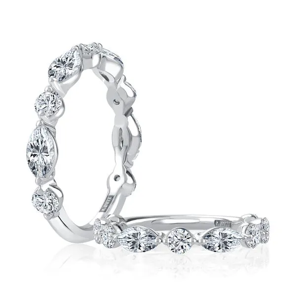A.JAFFE Alternating Round and Marquise Diamond Wedding Band Image 3 Peter & Co. Jewelers Avon Lake, OH