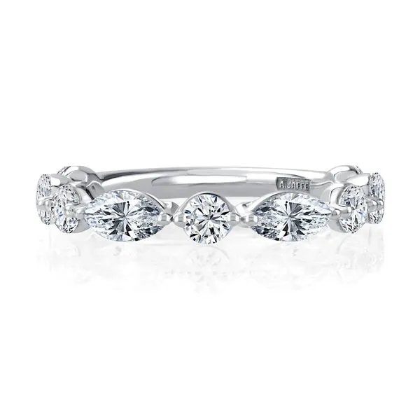 A.JAFFE Alternating Round and Marquise Diamond Wedding Band Peter & Co. Jewelers Avon Lake, OH