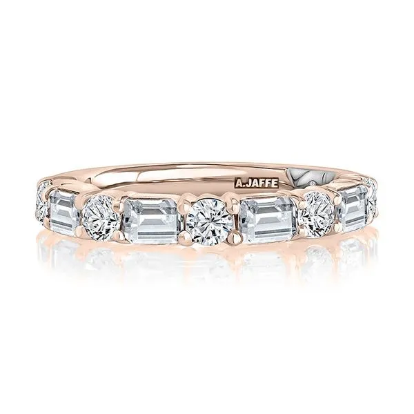 A.JAFFE Alternating Round Brilliant and Emerald Cut Diamond Wedding Band Image 3 Peter & Co. Jewelers Avon Lake, OH