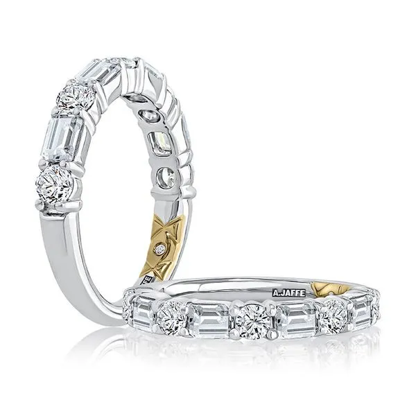 A.JAFFE Alternating Round Brilliant and Emerald Cut Diamond Wedding Band Image 5 Peter & Co. Jewelers Avon Lake, OH