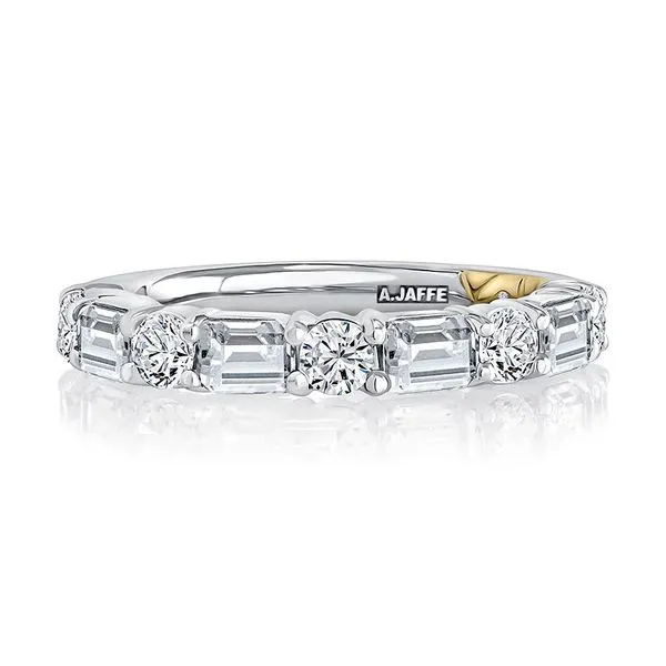 A.JAFFE Alternating Round Brilliant and Emerald Cut Diamond Wedding Band Peter & Co. Jewelers Avon Lake, OH