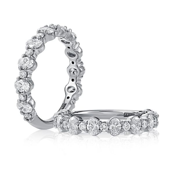 A.JAFFE Alternating Oval and Round Diamond Wedding Band Image 2 Peter & Co. Jewelers Avon Lake, OH