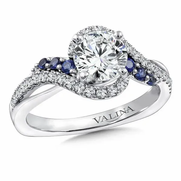 Round Shape Spiral Diamond Blue Sapphire Stone Valina Engagement Ring Peter & Co. Jewelers Avon Lake, OH