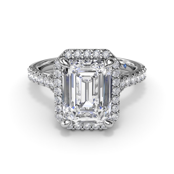 Fana Emerald Cut Halo Engagement Ring Setting Image 2 Peter & Co. Jewelers Avon Lake, OH