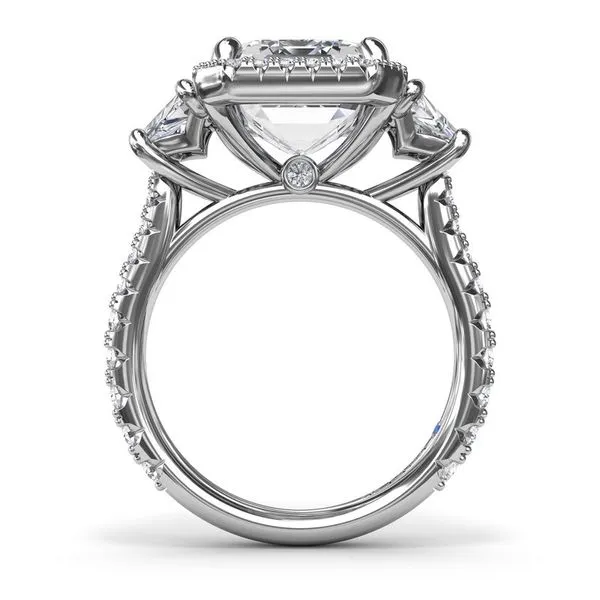 Fana Three Stone Diamond Trapezoid Engagement Ring Setting Image 3 Peter & Co. Jewelers Avon Lake, OH
