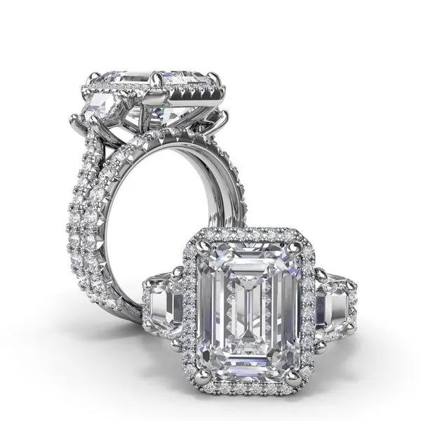 Fana Three Stone Diamond Trapezoid Engagement Ring Setting Image 4 Peter & Co. Jewelers Avon Lake, OH