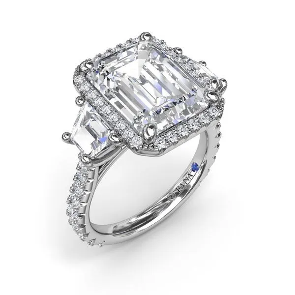 Fana Three Stone Diamond Trapezoid Engagement Ring Setting Peter & Co. Jewelers Avon Lake, OH