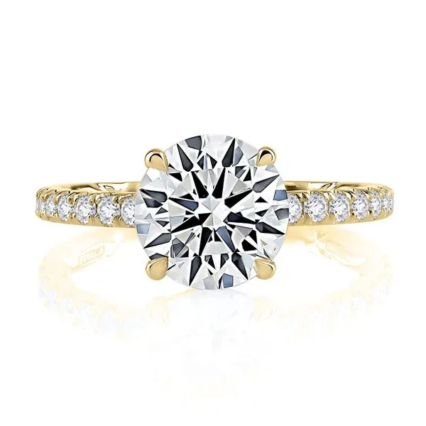 A.JAFFE Statement Round Quilted Engagement Ring Peter & Co. Jewelers Avon Lake, OH