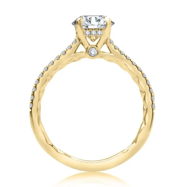 A.JAFFE Four Prong Engagement Ring with Diamond Lined Band Image 2 Peter & Co. Jewelers Avon Lake, OH
