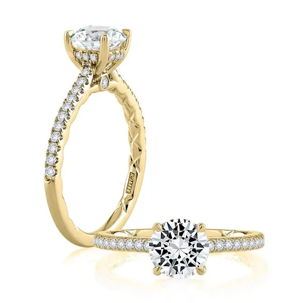 A.JAFFE Four Prong Engagement Ring with Diamond Lined Band Image 3 Peter & Co. Jewelers Avon Lake, OH