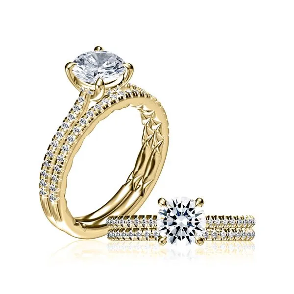 A.JAFFE Four Prong Engagement Ring with Diamond Lined Band Image 4 Peter & Co. Jewelers Avon Lake, OH