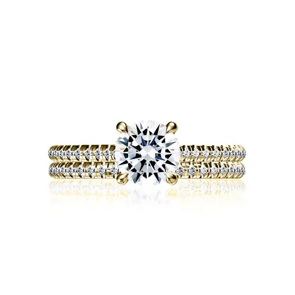 A.JAFFE Four Prong Engagement Ring with Diamond Lined Band Image 5 Peter & Co. Jewelers Avon Lake, OH
