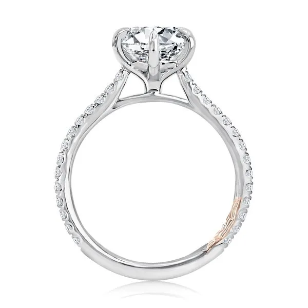 A.JAFFE Six Prong Diamond Engagement Ring with Diamond Lined Band Image 2 Peter & Co. Jewelers Avon Lake, OH