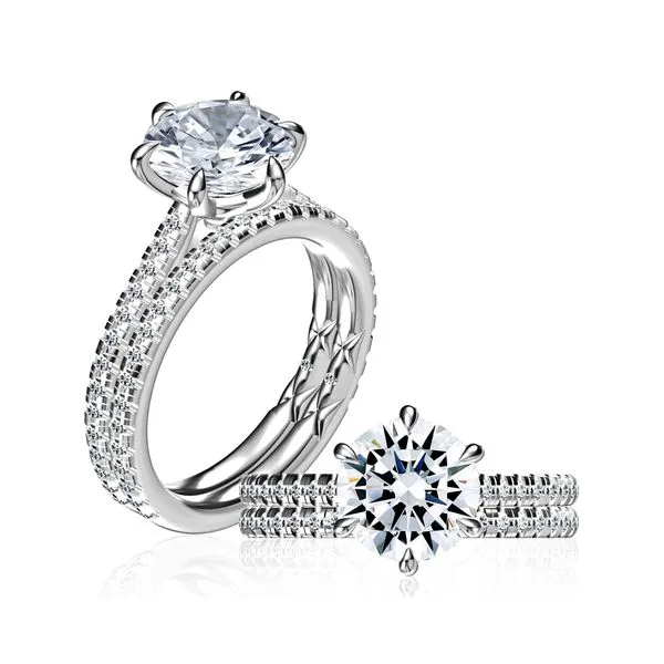 A.JAFFE Six Prong Diamond Engagement Ring with Diamond Lined Band Image 4 Peter & Co. Jewelers Avon Lake, OH