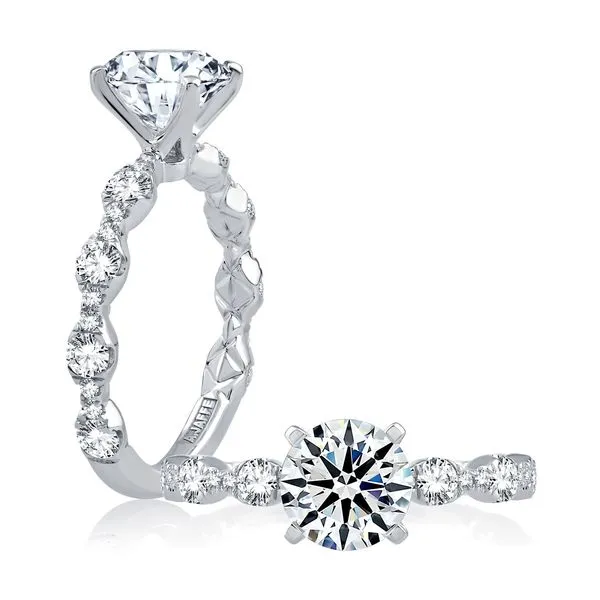 A.JAFFE Four Prong Diamond Engagement Ring with Scalloped Band Image 3 Peter & Co. Jewelers Avon Lake, OH