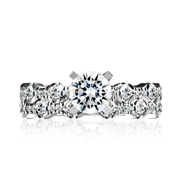 A.JAFFE Four Prong Diamond Engagement Ring with Scalloped Band Image 5 Peter & Co. Jewelers Avon Lake, OH