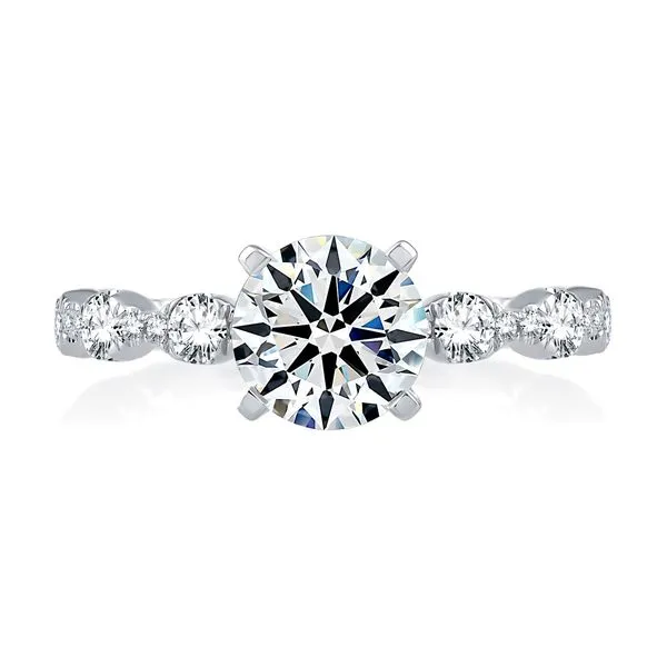 A.JAFFE Four Prong Diamond Engagement Ring with Scalloped Band Peter & Co. Jewelers Avon Lake, OH