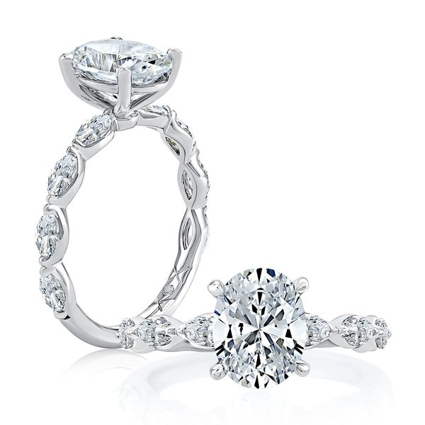 A.JAFFE Four Prong Oval Center Diamond Engagement Ring Image 3 Peter & Co. Jewelers Avon Lake, OH
