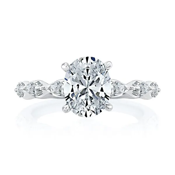 A.JAFFE Four Prong Oval Center Diamond Engagement Ring Peter & Co. Jewelers Avon Lake, OH