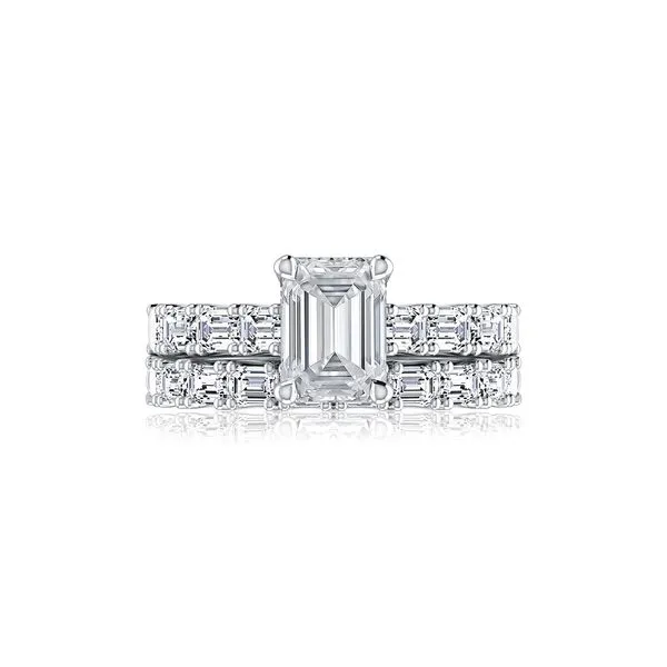 A.JAFFE Emerald Cut Diamond Engagement Ring with East West Emerald Diamond Band Image 5 Peter & Co. Jewelers Avon Lake, OH