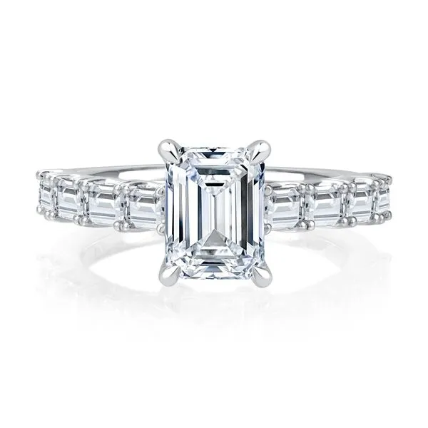 A.JAFFE Emerald Cut Diamond Engagement Ring with East West Emerald Diamond Band Peter & Co. Jewelers Avon Lake, OH