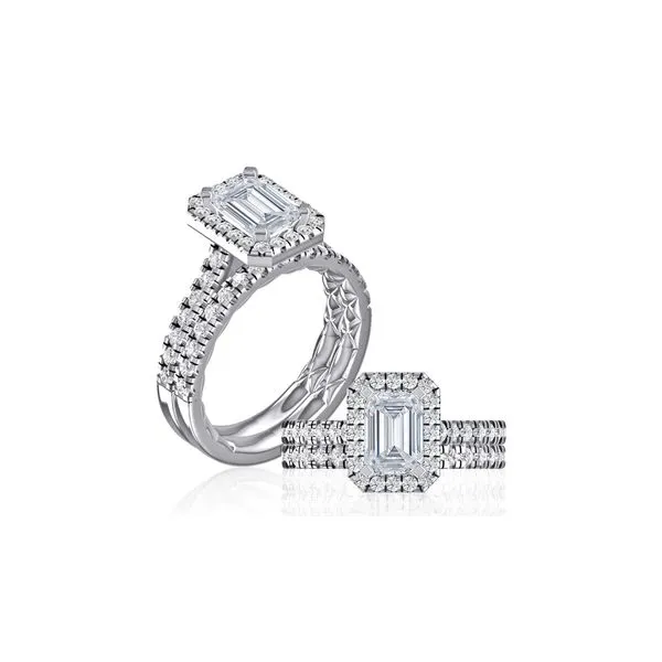 A.JAFFE Emerald Cut Diamond Halo Engagement Ring with Quilted Interior Image 4 Peter & Co. Jewelers Avon Lake, OH