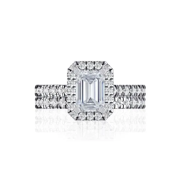 A.JAFFE Emerald Cut Diamond Halo Engagement Ring with Quilted Interior Image 5 Peter & Co. Jewelers Avon Lake, OH