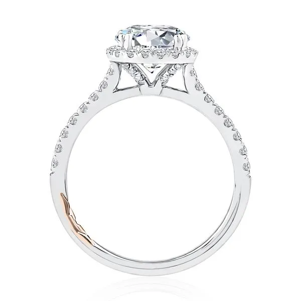 A.JAFFE Cushion Halo Diamond Engagement Ring with Pave Band Image 2 Peter & Co. Jewelers Avon Lake, OH