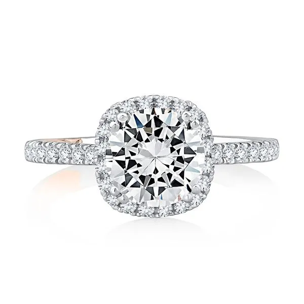 A.JAFFE Cushion Halo Diamond Engagement Ring with Pave Band Peter & Co. Jewelers Avon Lake, OH