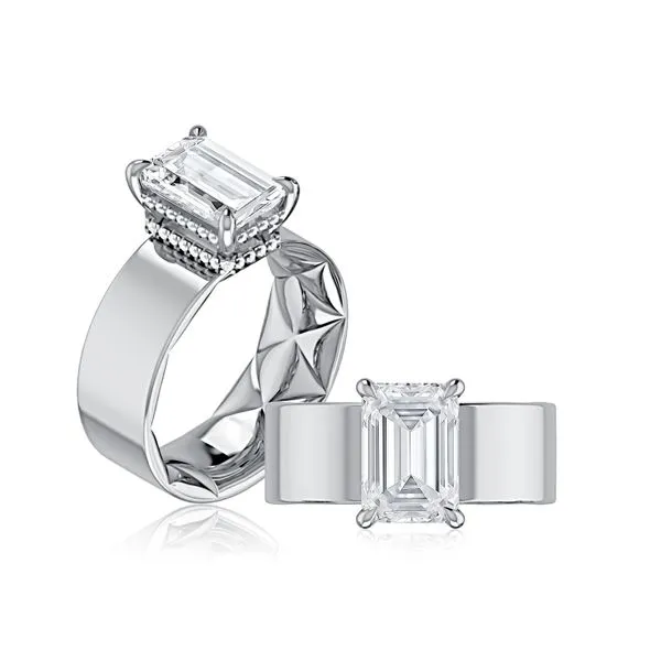 A.JAFFE Diamond Engagement Ring with Hidden Halo, Collar, and Wide Band Image 3 Peter & Co. Jewelers Avon Lake, OH
