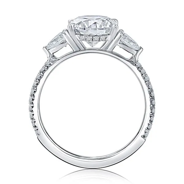 A.JAFFE Three Stone Engagement Ring with Round and Pear Shaped Diamonds Image 4 Peter & Co. Jewelers Avon Lake, OH