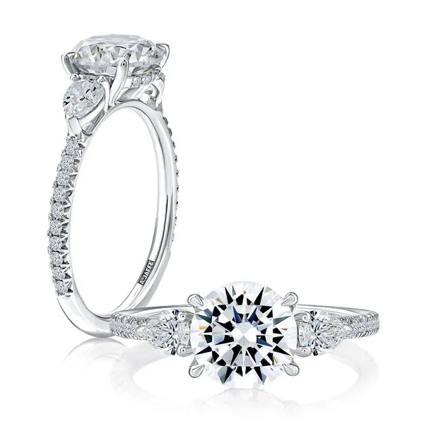 A.JAFFE Three Stone Engagement Ring with Round and Pear Shaped Diamonds Image 5 Peter & Co. Jewelers Avon Lake, OH