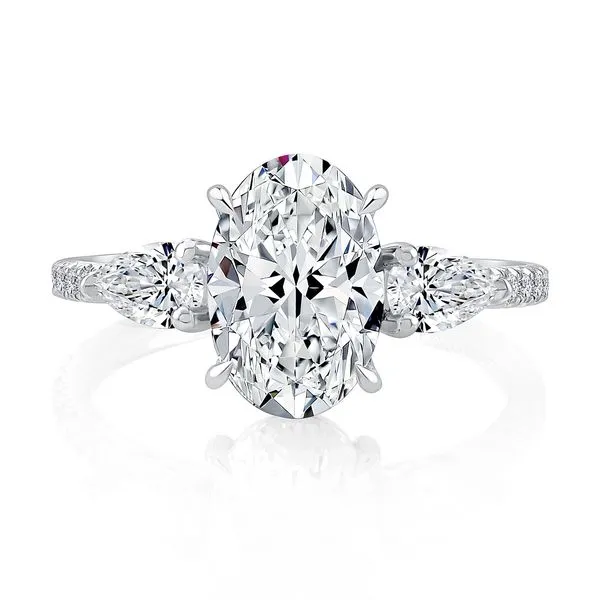 A.JAFFE Three Stone Oval Engagement Ring Image 2 Peter & Co. Jewelers Avon Lake, OH
