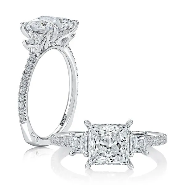 A.JAFFE Three Stone Princess Cut Engagement Ring Image 5 Peter & Co. Jewelers Avon Lake, OH