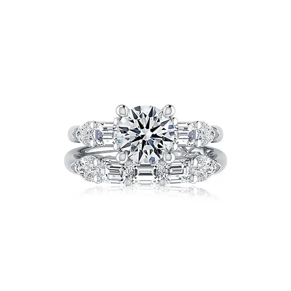 A.JAFFE Five Stone Diamond Engagement Ring with Emerald and Pear Shaped Diamonds Image 4 Peter & Co. Jewelers Avon Lake, OH