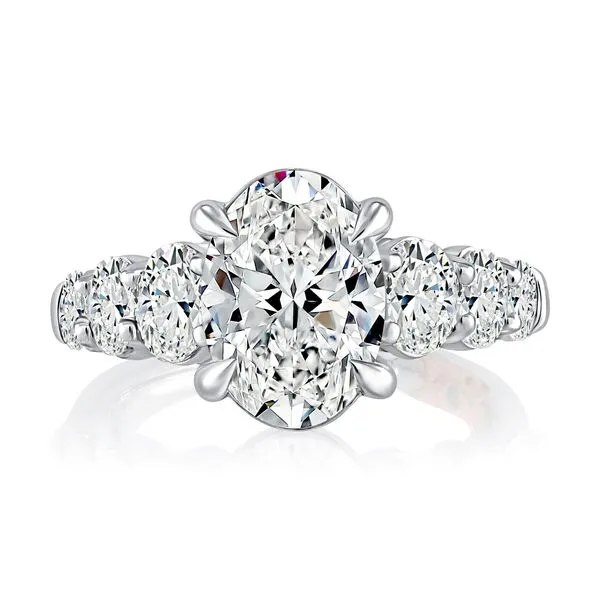 A.JAFFE Classic Four Prong Oval Cut Diamond Flanked Engagement Ring Peter & Co. Jewelers Avon Lake, OH