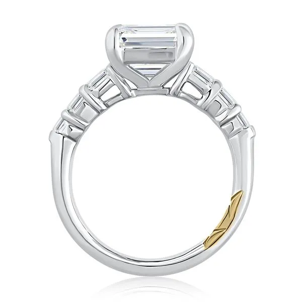 A.JAFFE Classic Four Prong Emerald Cut Diamond Flanked Engagement Ring Image 2 Peter & Co. Jewelers Avon Lake, OH