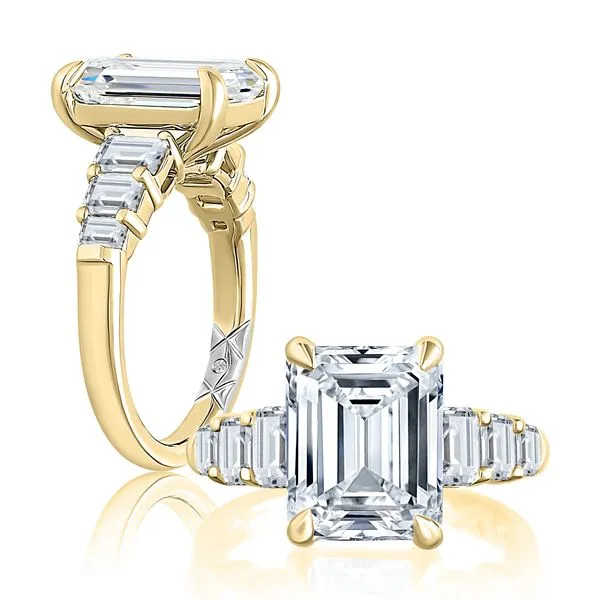 A.JAFFE Classic Four Prong Emerald Cut Diamond Flanked Engagement Ring Image 3 Peter & Co. Jewelers Avon Lake, OH
