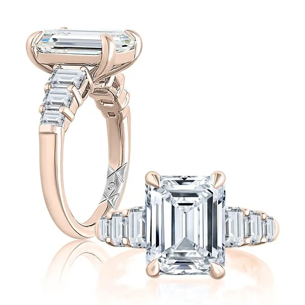 A.JAFFE Classic Four Prong Emerald Cut Diamond Flanked Engagement Ring Image 4 Peter & Co. Jewelers Avon Lake, OH