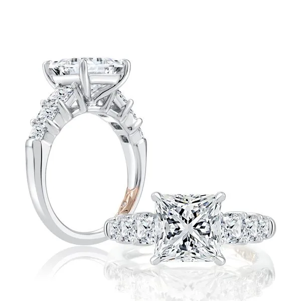 A.JAFFE Classic Four Prong Princess Cut Diamond Flanked Engagement Ring Image 3 Peter & Co. Jewelers Avon Lake, OH