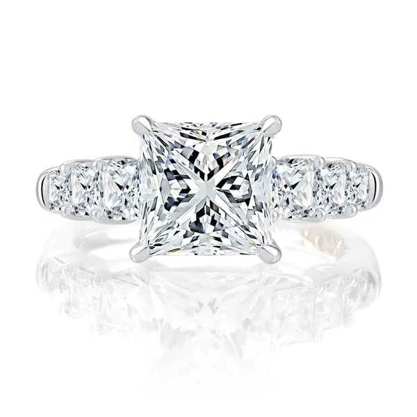 A.JAFFE Classic Four Prong Princess Cut Diamond Flanked Engagement Ring Peter & Co. Jewelers Avon Lake, OH