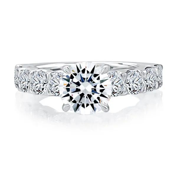 A.JAFFE Round Center Large Melee Diamond Engagement Ring Peter & Co. Jewelers Avon Lake, OH