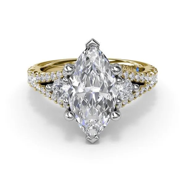 Fana Split Shank Marquise Diamond Engagement Ring Setting Image 2 Peter & Co. Jewelers Avon Lake, OH