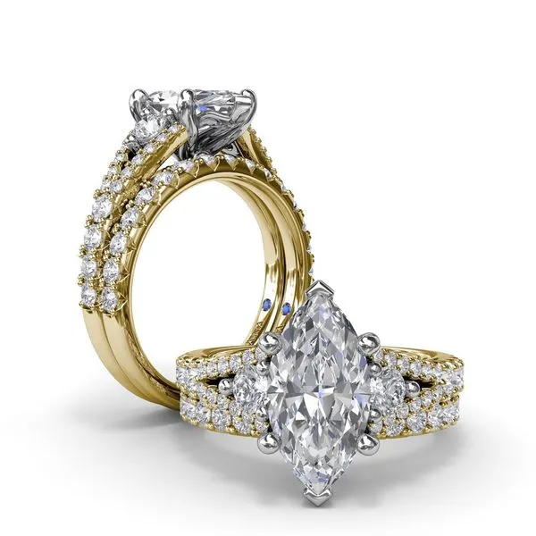 Fana Split Shank Marquise Diamond Engagement Ring Setting Image 4 Peter & Co. Jewelers Avon Lake, OH