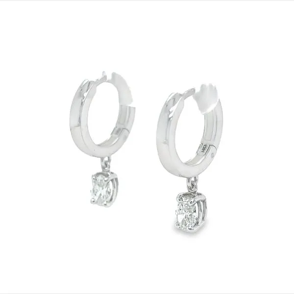 Oval Diamond Drop Hoop Earrings Image 2 Peter & Co. Jewelers Avon Lake, OH