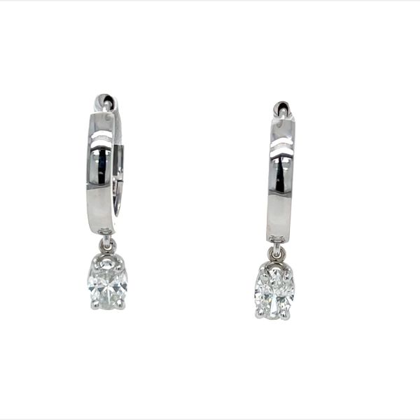 Oval Diamond Drop Hoop Earrings Image 3 Peter & Co. Jewelers Avon Lake, OH