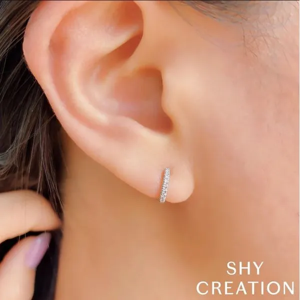 Shy Creation Mini Diamond Huggie Earrings Image 3 Peter & Co. Jewelers Avon Lake, OH