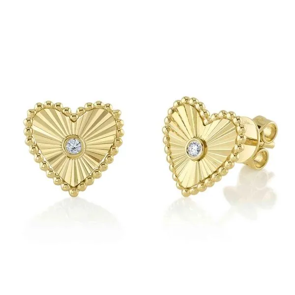 Shy Creation Diamond Bezel Heart Stud Earrings Peter & Co. Jewelers Avon Lake, OH